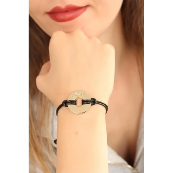 OKAY (İyi) Siyah Deri İpli Unisex Mood Bileklik