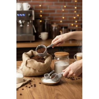 Ölçü Kaşığı Şeker Kahve Un Erzak Ölçü Kaşığı - 3 lü Ölçü Kaşığı