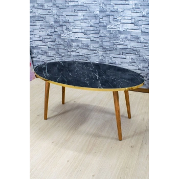 Orta Sehpa Ahşap Torna Ayak Elips Bendir Altın