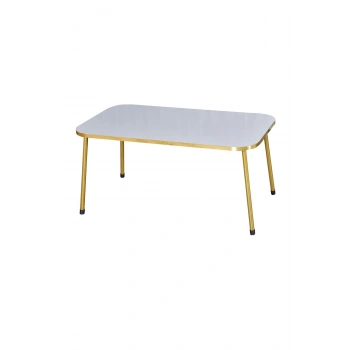 Orta Sehpa Beyaz Kr Gold Metal Ayak Gold