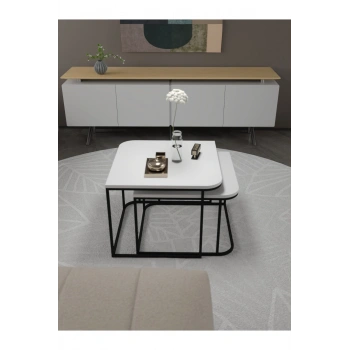 Orta Sehpa Damla İkili Lüx Beyaz