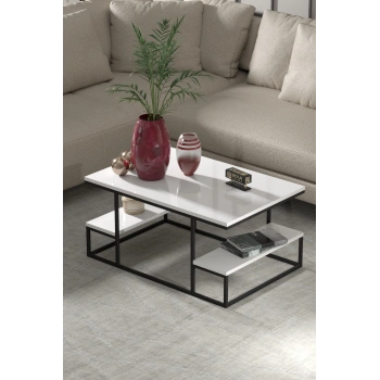 Orta Sehpa Delux Raflı Beyaz