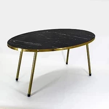 Orta Sehpa Elips Altın Metal Ayak Bendir Altın