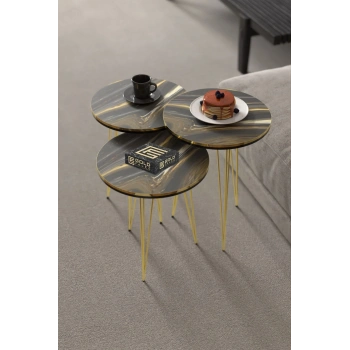 Orta Sehpa Elips Ceviz Siyah Tel Ayak