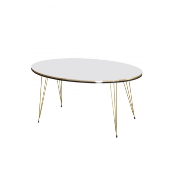 Orta Sehpa Elips Çift Gold Beyaz Tel Ayak