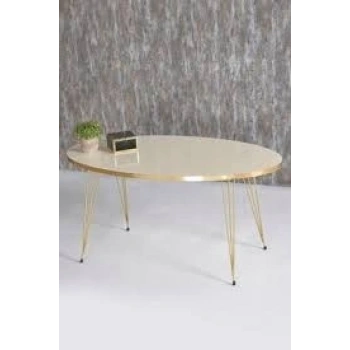 Orta Sehpa Elips Gold Krem Tel