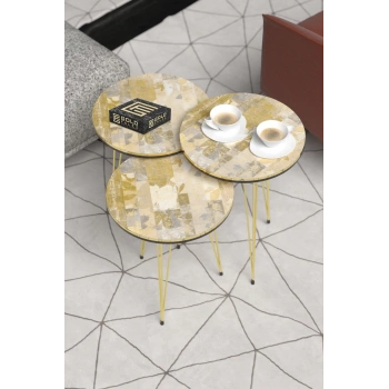 Orta Sehpa Elips Metal Ayak  Krem