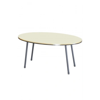 Orta Sehpa Elips Siyah Metal Ayak Çift Altın Krem