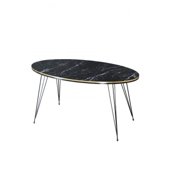 Orta Sehpa Elips Siyah Tel Ayak Çift Altın Bendir