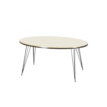 Orta Sehpa Elips Siyah Tel Ayak Çift Altın Krem