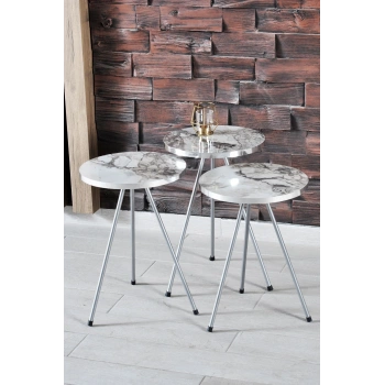 Orta Sehpa Gümüş  Elips Siyah Metal Ayak