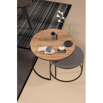 Orta Sehpa Ikili Lüx Specıal Antrasit Gri - Ceviz