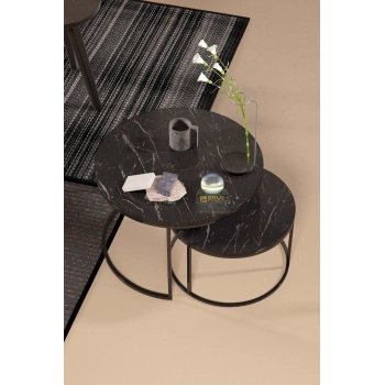 Orta Sehpa Ikili Lüx Specıal Siyah Mermer Desen 9044