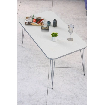 Orta Sehpa Kare Gümüş Beyaz Tel