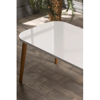 Orta Sehpa Kr Ahşap Torna Ayak Beyaz