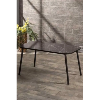 Orta Sehpa Kr Metal Ayak Siyah Mermer Desen