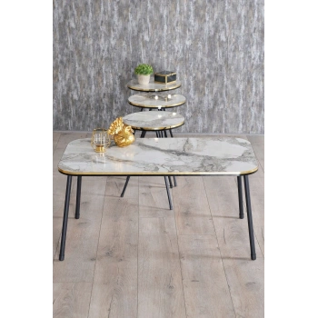 Orta Sehpa Kr Siyah Metal Ayak Çift Altın Bendir