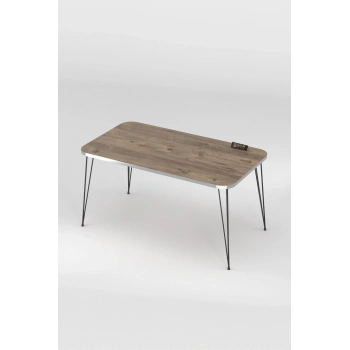 Orta Sehpa Kr Siyah Tel Ayak Gümüş Ceviz