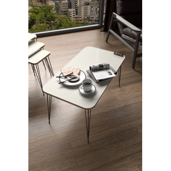 Orta Sehpa Kr Siyah Tel Ayak Gümüş Krem