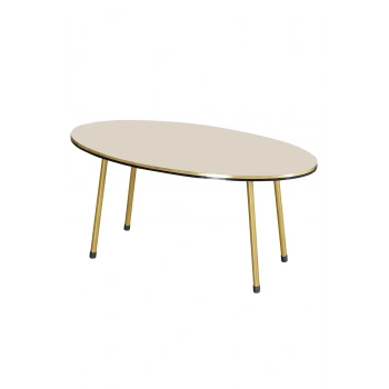 Orta Sehpa Krem Elips Metal Ayak Çift Gold