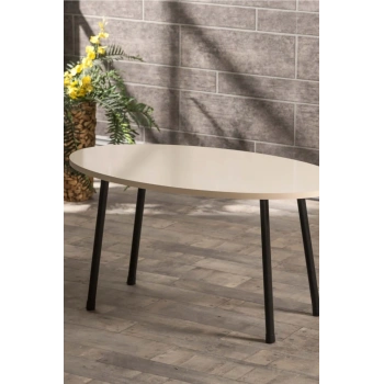 Orta Sehpa Metal Ayak Elips Krem