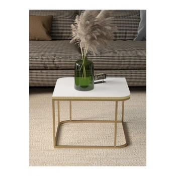 Orta Sehpa Tekli Damla Gold Beyaz