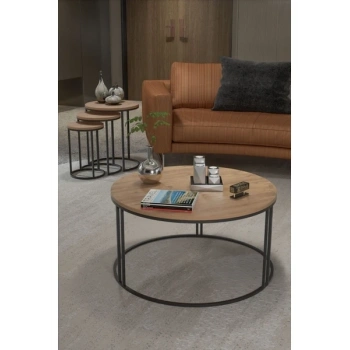 Orta Sehpa Tekli Ve 3Lü C Zigon Sehpa Kombin Set Ceviz