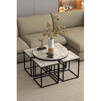 Orta Sehpa Ve Zigon Sehpa Oval Lüx 5Li Set Efes