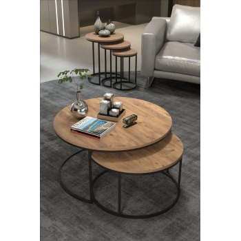 ORTA SEHPA VE ZİGON SEHPA SET İKİLİ LÜX C ZİGON CEVİZ