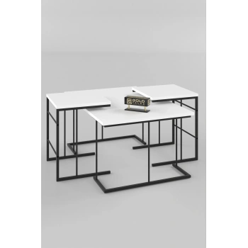 ORTA SEHPA VE ZİGON SEHPA SOLO SET BEYAZ