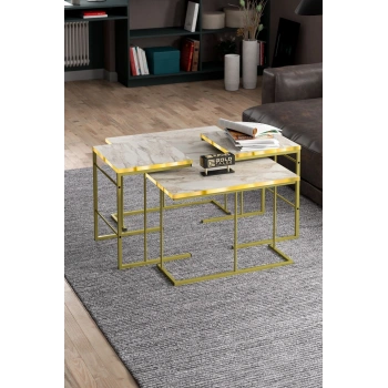 ORTA SEHPA VE ZİGON SEHPA SOLO SET GOLD EFES