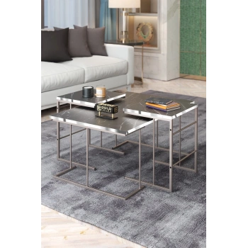 ORTA SEHPA VE ZİGON SEHPA SOLO SET GÜMÜŞ BENDİR