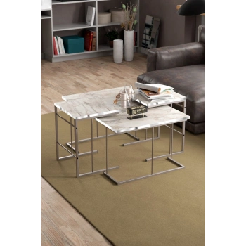 ORTA SEHPA VE ZİGON SEHPA SOLO SET GÜMÜŞ EFES