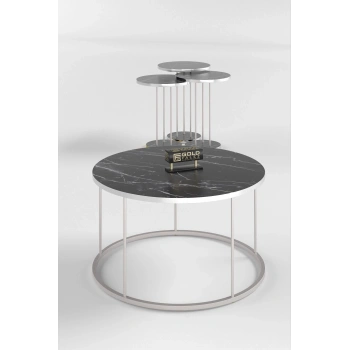 ORTA SEHPA VE ZİGON SEHPA TERRA SET GÜMÜŞ BENDİR