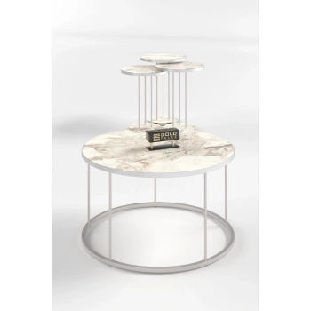 ORTA SEHPA VE ZİGON SEHPA TERRA SET GÜMÜŞ EFES