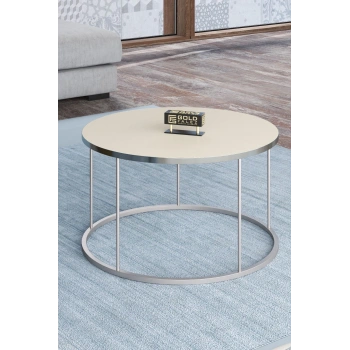 ORTA SEHPA VE ZİGON SEHPA TERRA SET GÜMÜŞ KREM