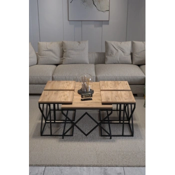 Orta Sehpa Ve Zigon Sehpa V Lüx 5Li Set Atlantik Çam