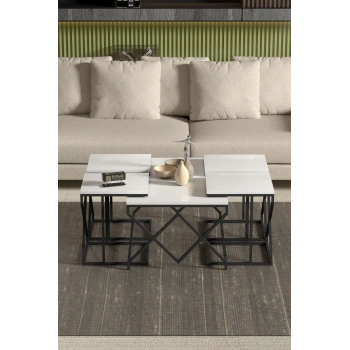 Orta Sehpa Ve Zigon Sehpa V Lüx 5Li Set Beyaz