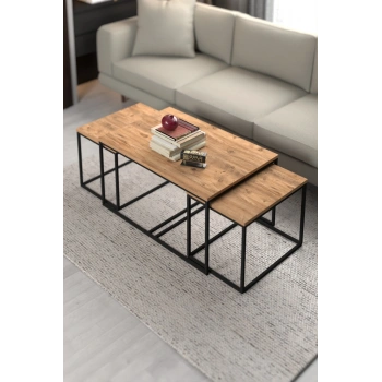 Orta Sehpa Ve Zigon Yan Sehpa Flora Set Atlantik Çam