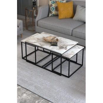 Orta Sehpa Ve Zigon Yan Sehpa Flora Set Efes