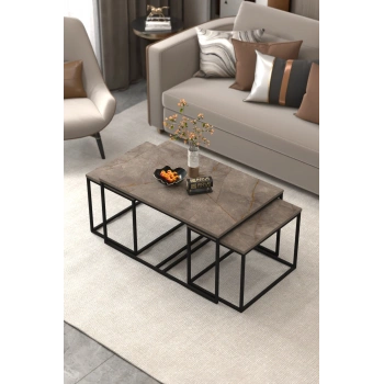 Orta Sehpa Ve Zigon Yan Sehpa Flora Set Gordion