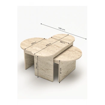 Orta Sehpa Yan Sehpa 2Li Setro Traverten