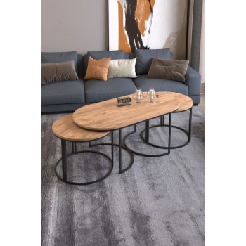 ORTA SEHPA ZİGON SEHPA YAN SEHPA 3 LÜ SET DOLUNAY ATLANTİK CEVİZ