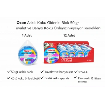 Ozon Askılı Koku Giderici Blok 50 gr Tuvalet ve Banyo Koku Önleyici 1 Adet