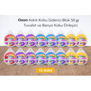 Ozon Askılı Koku Giderici Blok 50 gr Tuvalet ve Banyo Koku Önleyici 12 Adet