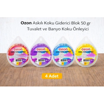 Ozon Askılı Koku Giderici Blok 50 gr Tuvalet ve Banyo Koku Önleyici 4 Adet