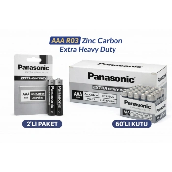 Panasonic AAA R03 İnce Pil Zinc Carbon Extra Heavy Duty 2’li 1 Paket