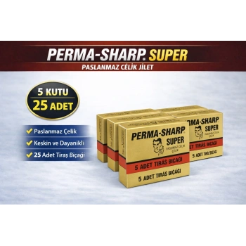 Perma-Sharp Super Paslanmaz Çelik Tıraş Bıçağı 5’li 5 Kutu