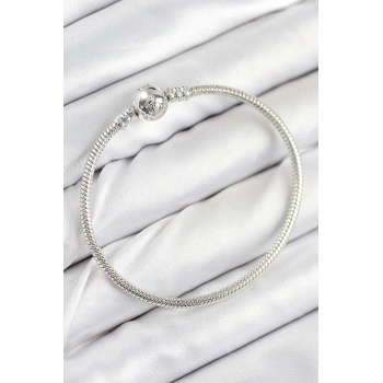 Pirinç Charm Topcuk Model Gümüş Renk Kadın Bileklik
