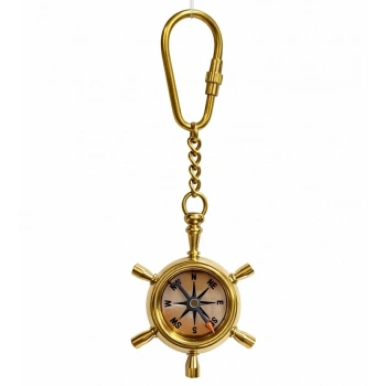 Pirinç Dümen İçinde Pusula Tasarım Anahtarlık